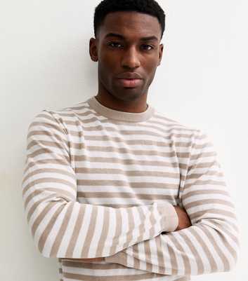 Jack & Jones Stone Striped Knit Crew Neck Jumper