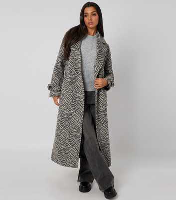 Urban Bliss Grey Zebra Pattern Long Coat
