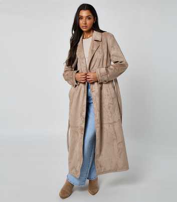 Urban Bliss Stone Faux Suede Trench Coat