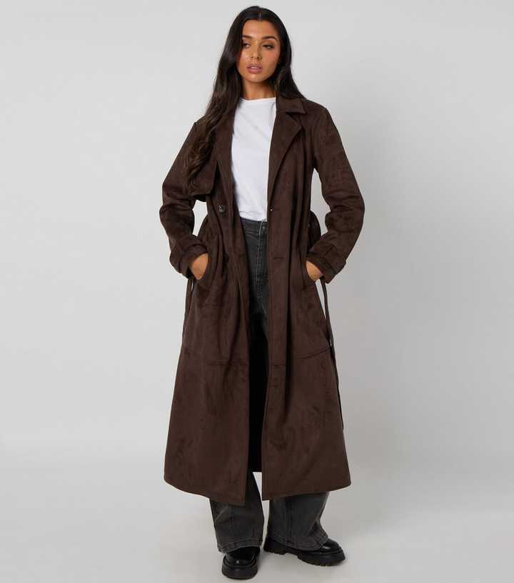 Urban Bliss Brown Faux Suede Trench Coat