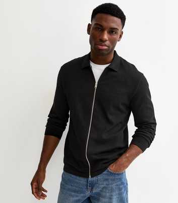 Jack & Jones Black Knit Zip Cardigan