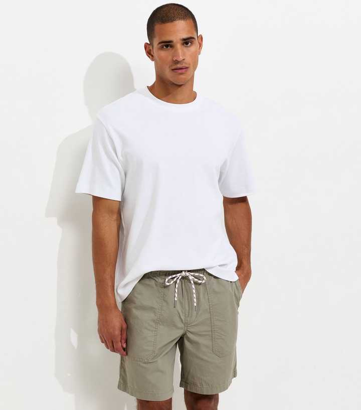 Jack & Jones Light Khaki Relaxed Fit Cotton Jogger Shorts