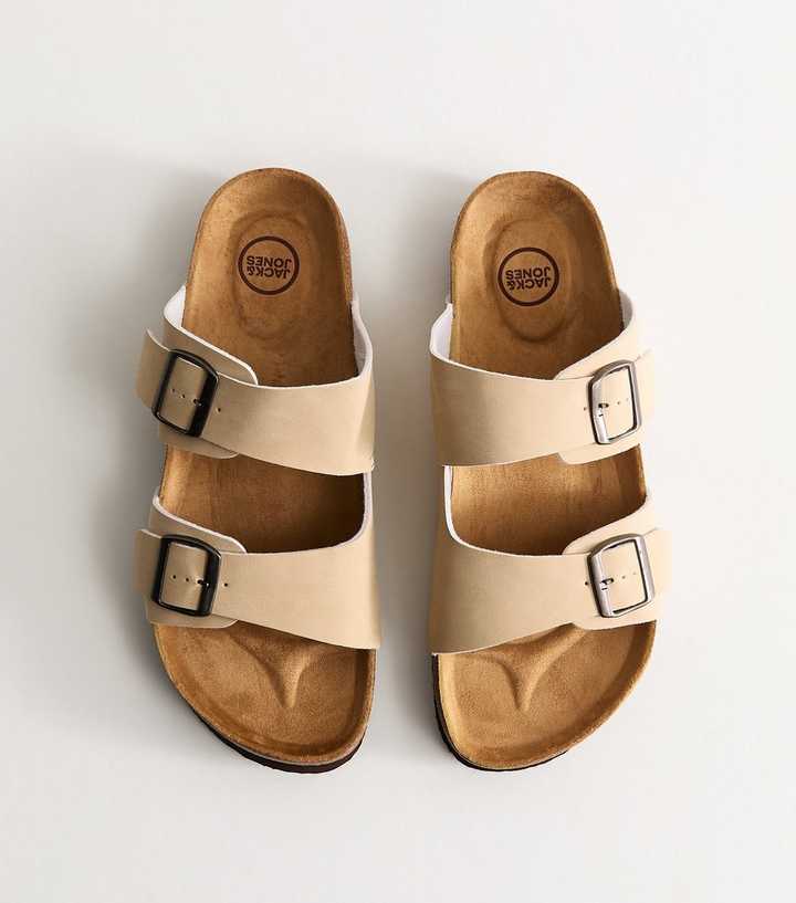 Jack & Jones Light Brown Faux Suede Double Strap Mule Sandals