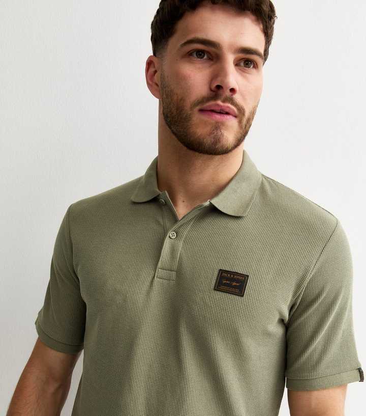 Jack & Jones Regular Light Khaki Logo Patch Polo Shirt