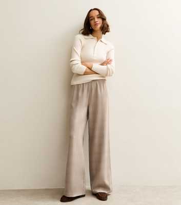 Light Brown Side Stripe Wide Leg Trouser