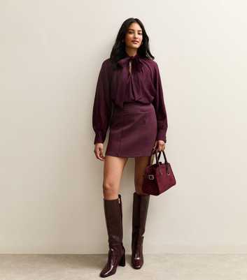 Dark Burgundy A Line Mini Skirt