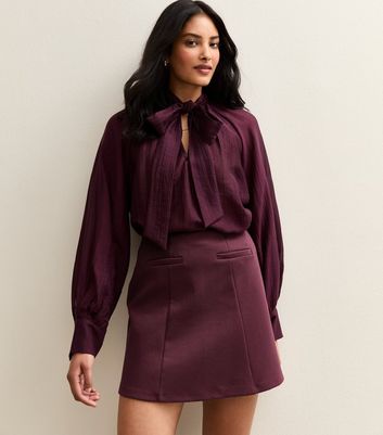 Dark Burgundy A Line Mini Skirt New Look