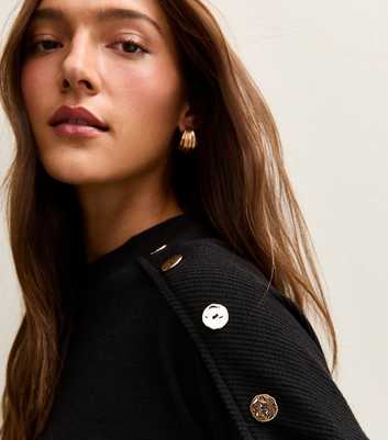 Black Rib Jersey Long Sleeve Top