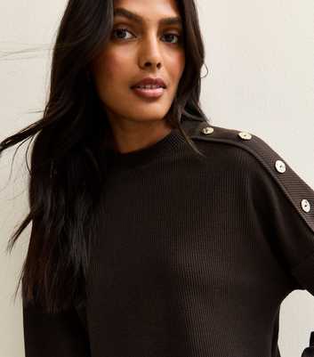 Brown Rib Jersey Long Sleeve Top
