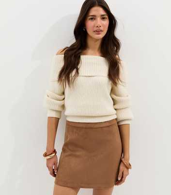 Tan Faux Suede A-line Mini Skirt