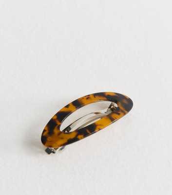 Brown Tortoise Resin Oval Cutout Barrette Hair Clip