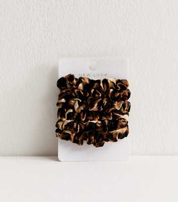 Pack of 6 Mini Leopard Satin Scrunchie