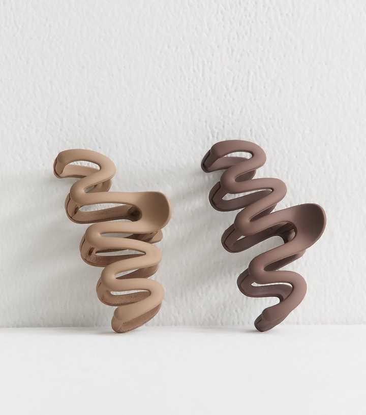 Pack Of 2 Neutral Matte Wiggly Claw Clips