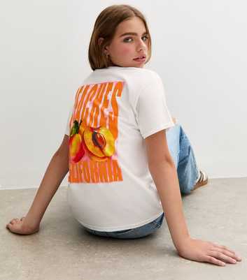 Girls White California Peaches Print T-Shirt