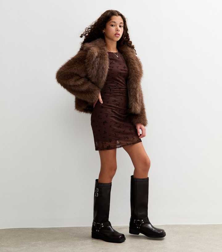 brown dress shoes aldo Girls Western Ruffle High-Low Dress with Lace Bodice  Yeehaw Style 12Y / Wheat Color