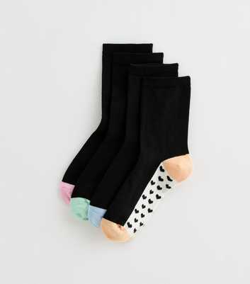 Pack of 4 Black Pastels Ankle Socks