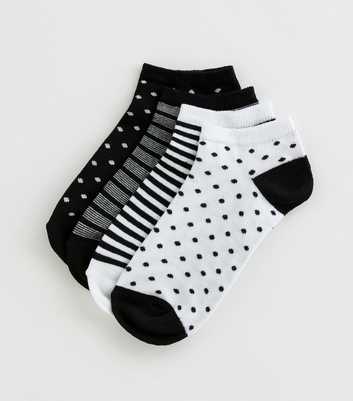 Pack of 4 Black and White Patterned Trainer Socks