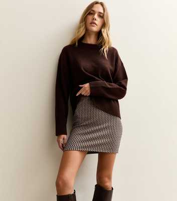 Brown Zig Zag Tube Mini Skirt