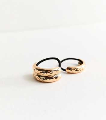 Pack Of 2 Gold Tone Hammered Hair Ties