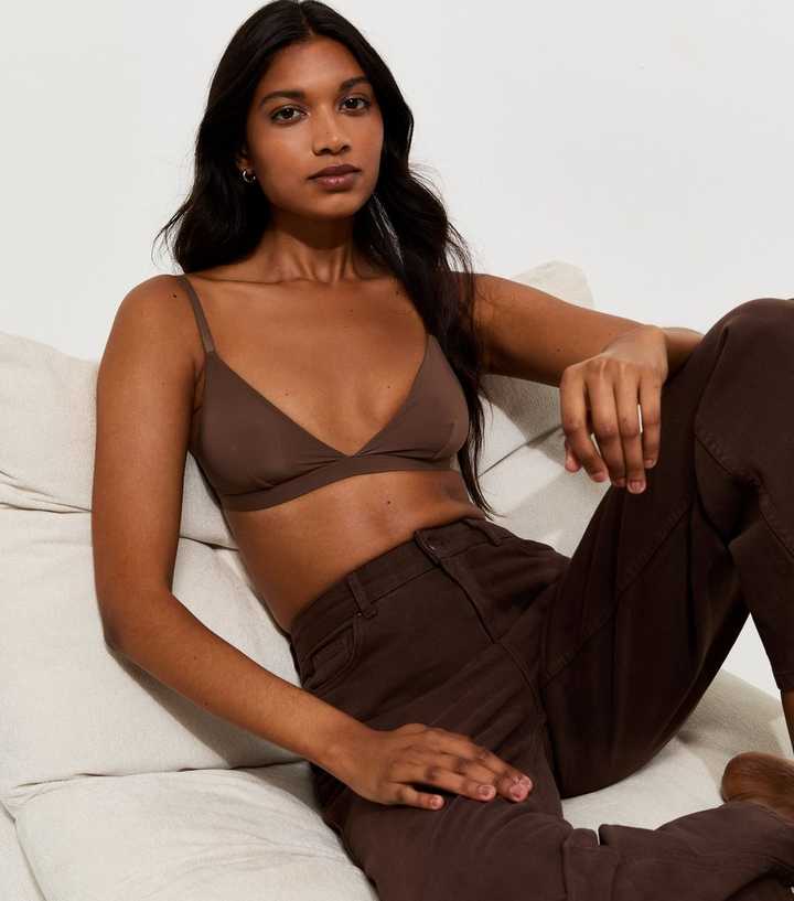 Brown Non Padded Triangle Microfibre Bralette