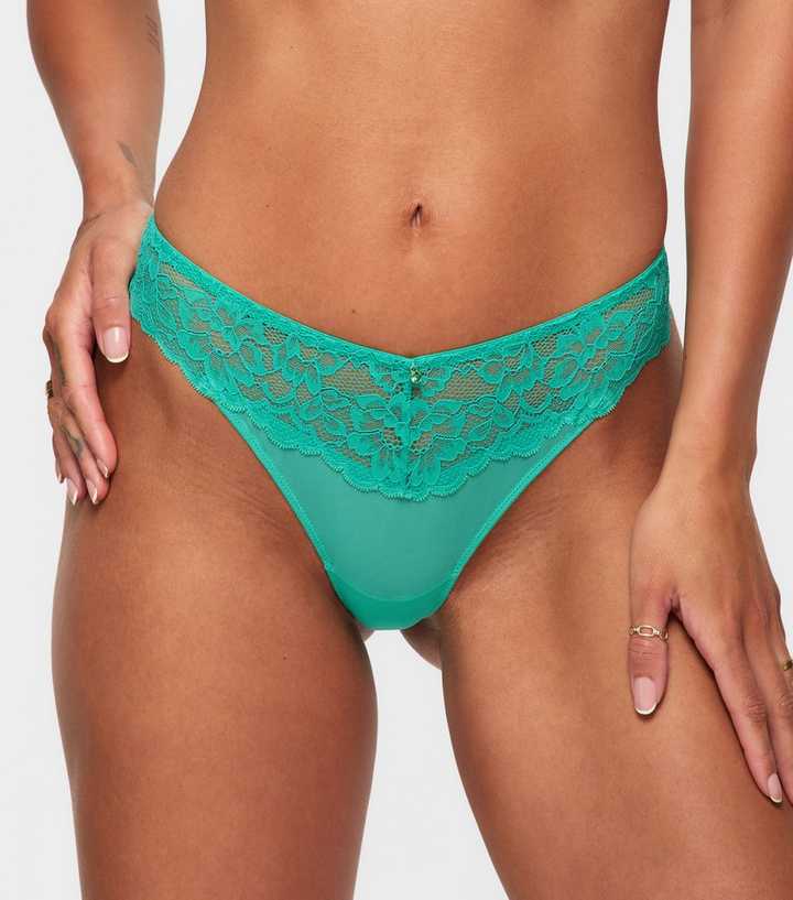 Ann Summers Green Lace Trimmed Thong