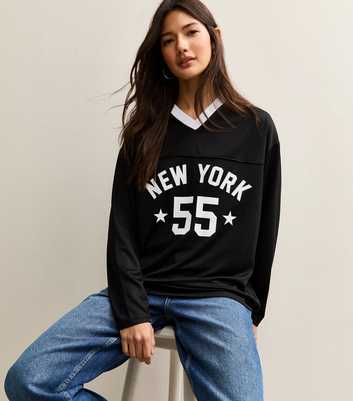 Black New York Logo Football Top
