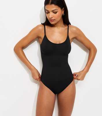 Black Ruched Seamless Shaping Bodysuit