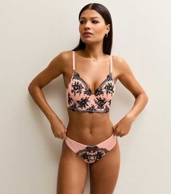 Light Pink Eyelash Embroidered Brazilian Briefs
