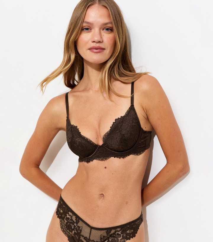 Dark Brown Lace Non Padded Bra