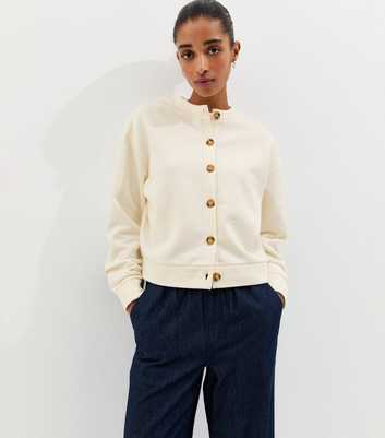 Cream Sweatshirt Cardigan