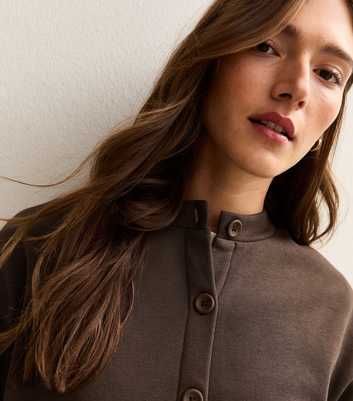 Dark Brown Sweatshirt Cardigan