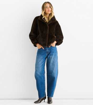 Gini London Brown Faux Fur Jacket