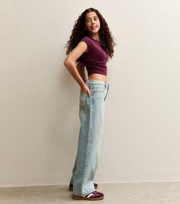 Girls Blue Wide Leg Denim Jeans