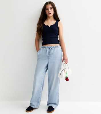 Girls Light Blue Elasticated Waist Denim Jeans