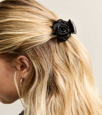 Black Rose Flower Claw Clip