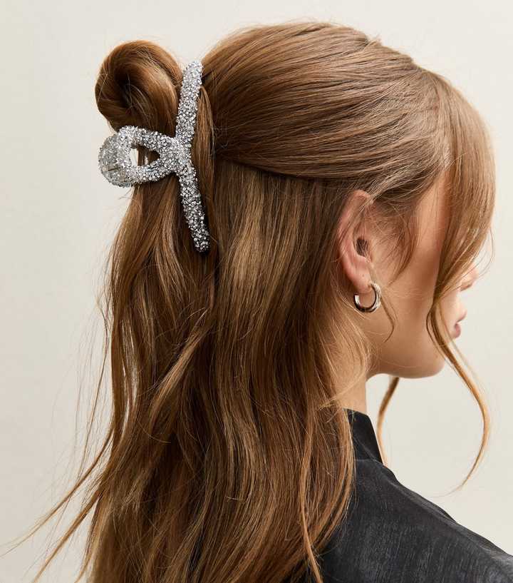 Silver Diamante Claw Clip
