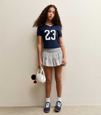 Girls Grey Ruffled Jersey Skort