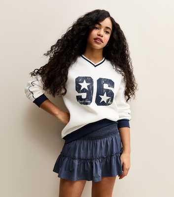 Girls Blue Ruffled Jersey Skort
