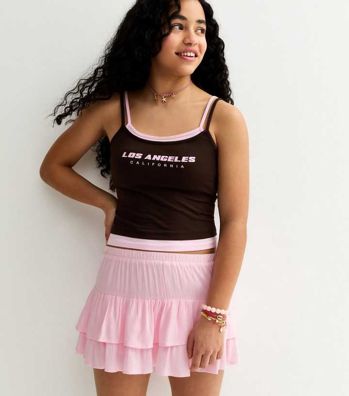 Girls Light Pink Crinkle Texture Rara Skort