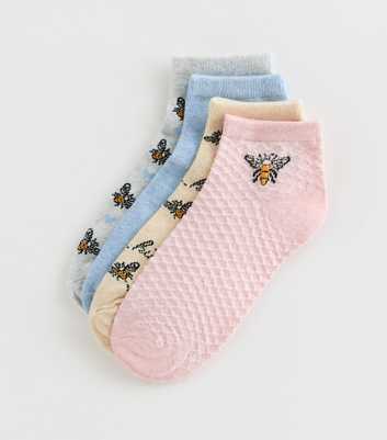 Pink Pack of 4 Bee Trainer Socks