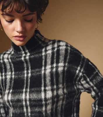 Black Brushed Longline Check Jumper