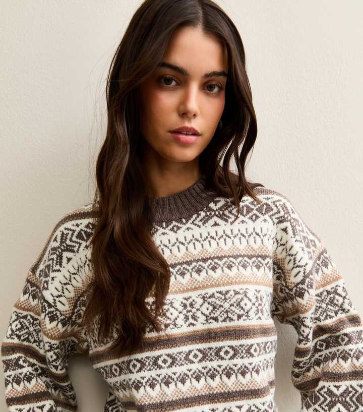 Cream Fairisle Wide Sleeve Jumper