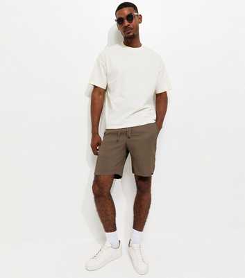 Jack & Jones Brown Ribbed Jogger Shorts