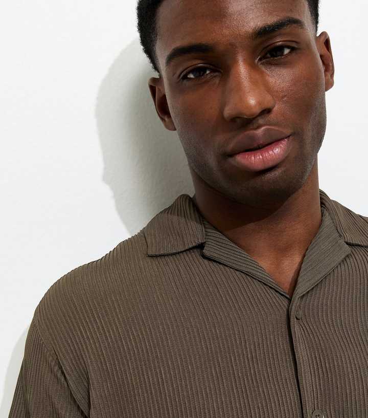 Jack & Jones Dark Brown Relaxed Striped Short Sleeve Shirt