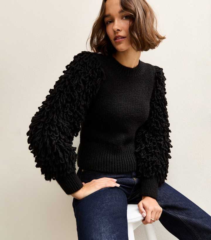 Black Looped Sleeve Jumper