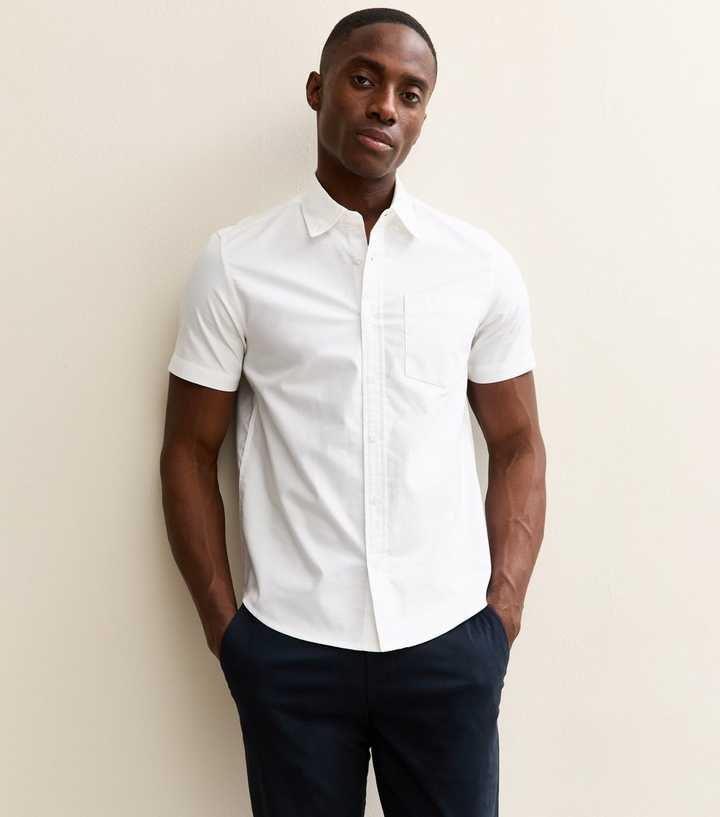 White Short Sleeve Regular Oxford Shirt