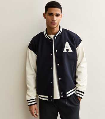 Navy Relaxed Varsity Jacket