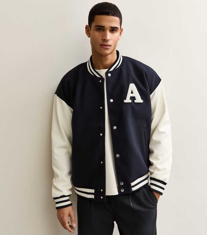 Navy Relaxed Varsity Jacket