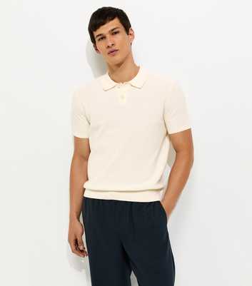 Off White Regular Short Sleeve Polo Top