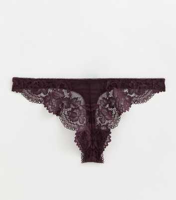 Dark Purple Lace Thong